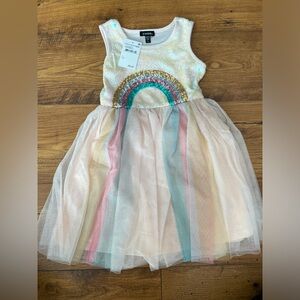 NWT Zuni brand sequin and sparkle rainbow dress size 5.